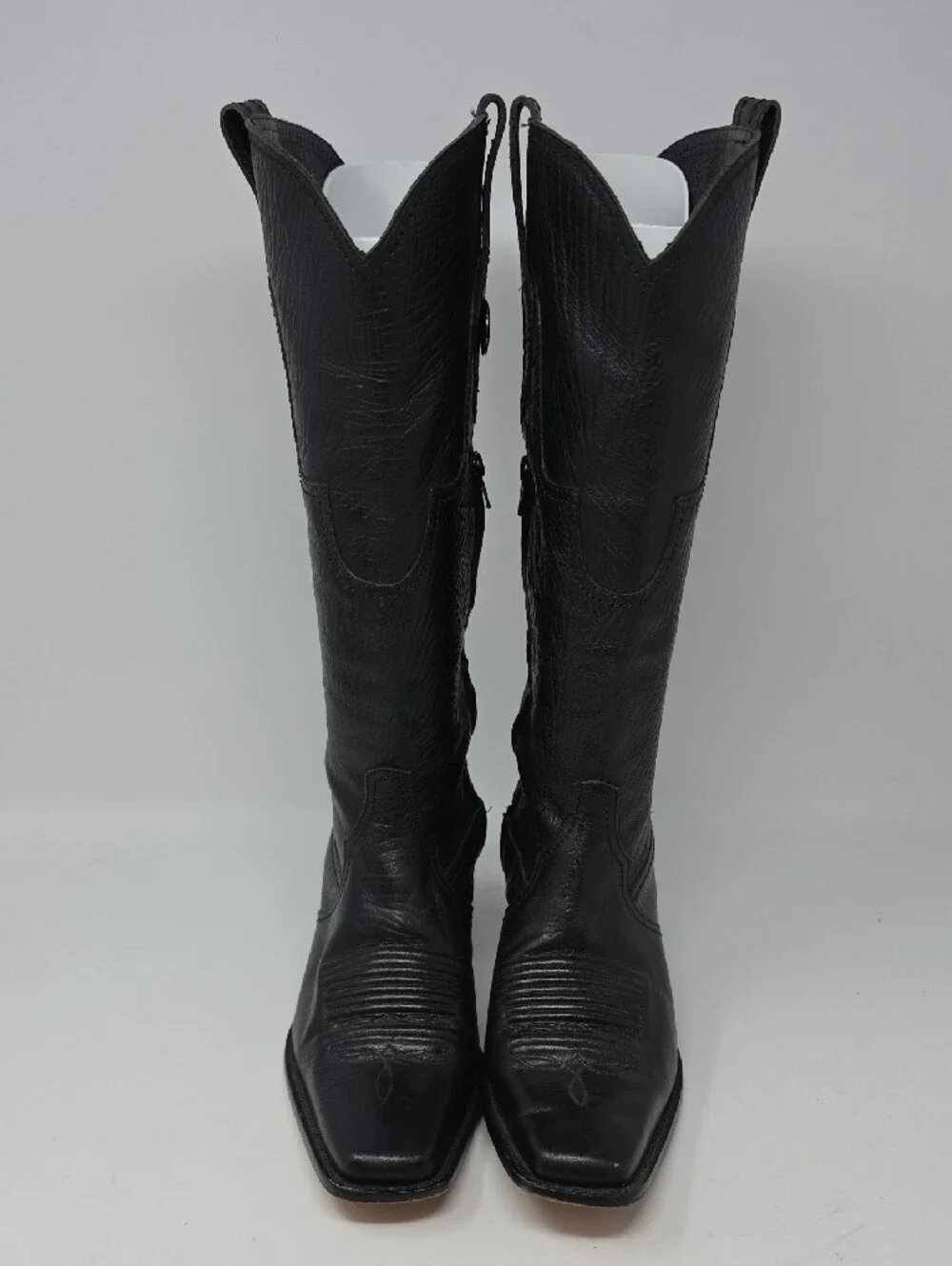 Charlie Horse Sleek Black Western Leather Boots Women's Size 7.5.